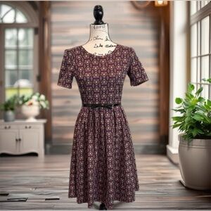 💃🏼LuLaRoe Size Small (4-6) Floral Patterned Dress! Burgundy, yellow, blue, brown